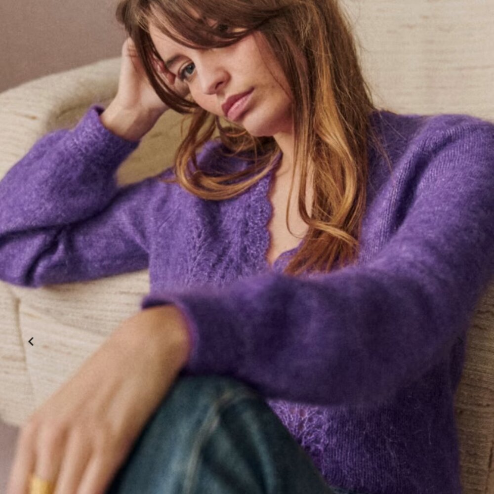 📍<SOLD> NWT Sezane Angelie Cardigan, Color: Purple, Size S
